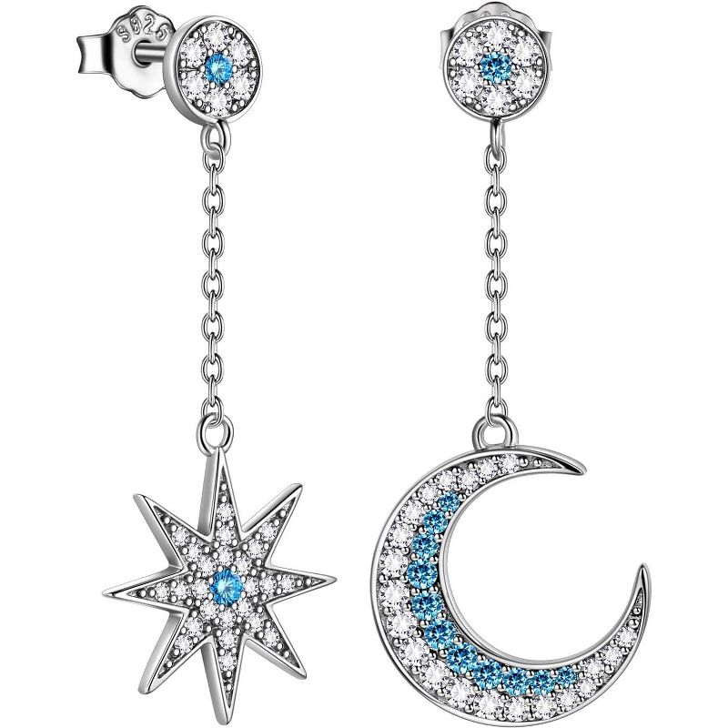 Celestial Harmony Jewelry Set - Moon & Star Earrings with Adjustable Ring in Gold Plated Sterling Silver