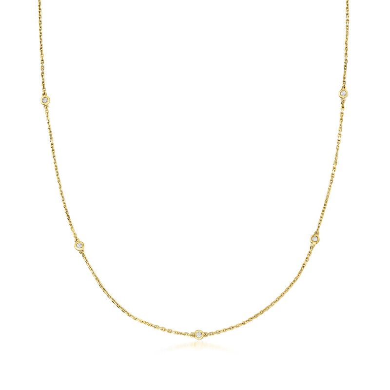 Ross-Simons 0.25 ct. t.w. Bezel-Set Diamond Station Necklace in 18kt Gold Over Sterling Size 36