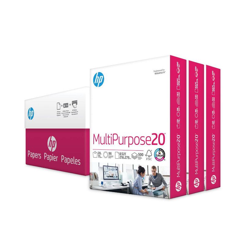 HP Inc. Multipurpose 500ct Printer Paper 8.5"x11" - White HEW112530: 20 lb, 96 Brightness