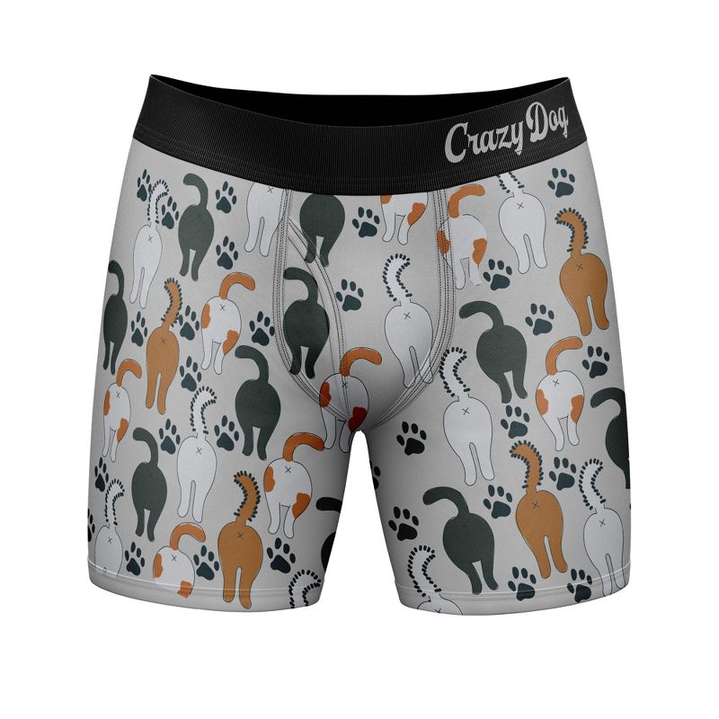 Mens Guess What Cat Butt Boxers Funny Sarcastic Kitten Butts Joke Saying Novelty Underwear for Guys - Crazy Dog Boxer Briefs for Animal Lovers Cat M