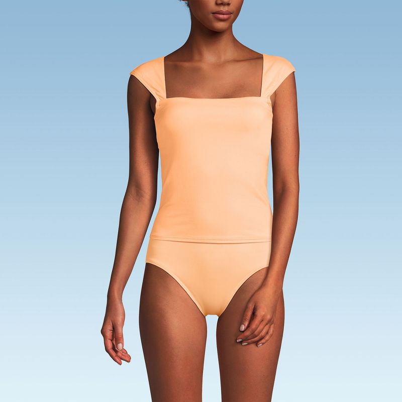 Lands' End Women's Square Neck Underwire Tankini Top - 2 - Orange Mist