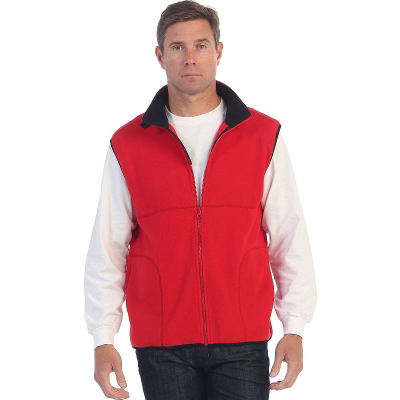 Gioberti Men's Full Zipper Polar Fleece Vest, Red, Large