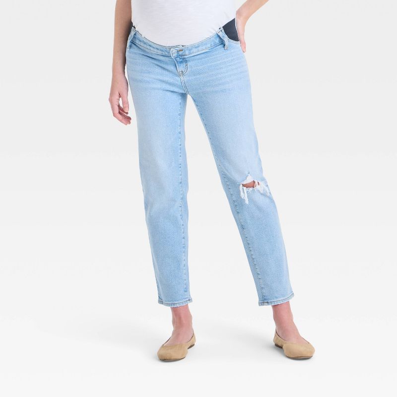 Low-Rise Under The Belly 80's Slim Straight Denim Maternity Pants - Isabel Maternity by Ingrid & Isabel™ Medium Wash 8