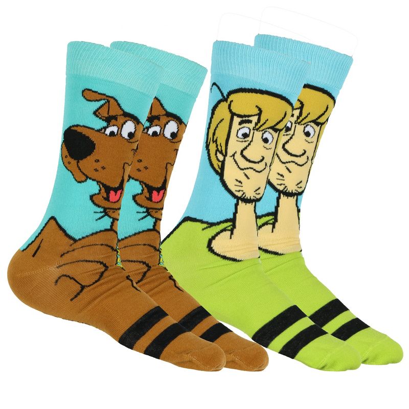 Scooby-Doo Socks Men's Shaggy and Scooby 2-Pair Adult Mid-Rise Crew Socks (Fits Shoe Size 6-12) Multicolored