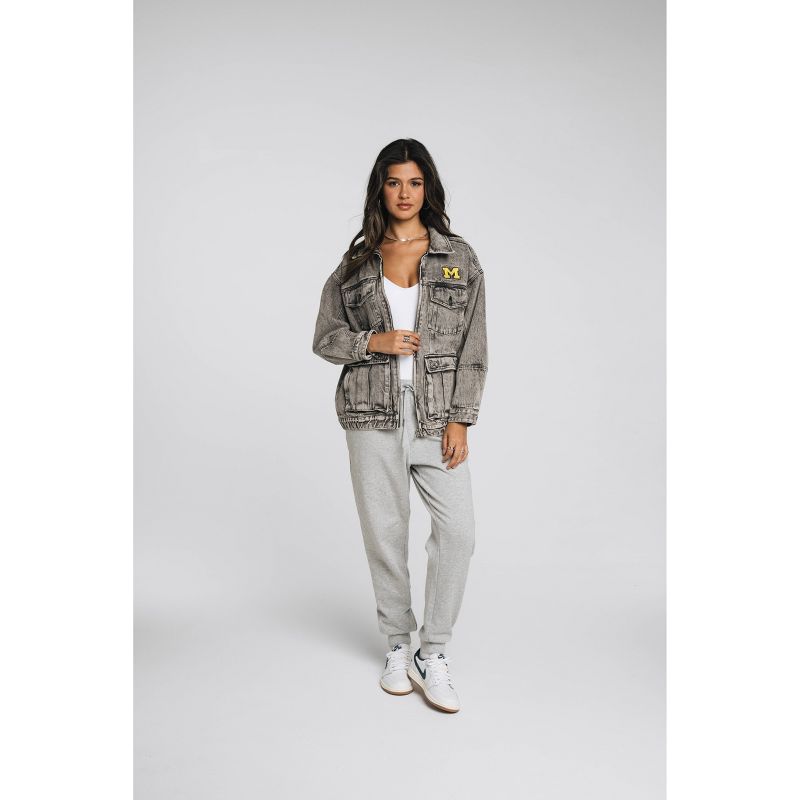 NCAA Michigan Wolverines Women's Oversized Jacket with Cargo Pockets - L - Wild Collective