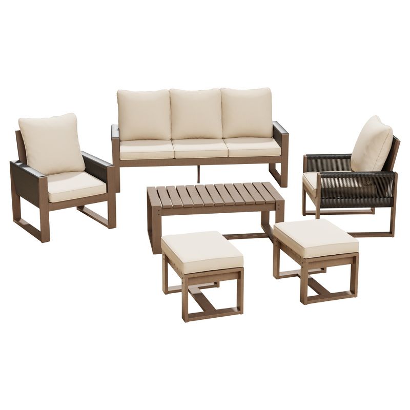 YARDSIGHT 4-Piece Outdoor Patio Furniture Set with 3-Seat Sofa, 2 Armchairs and Coffee Table, Weather-Resistant with Cushions