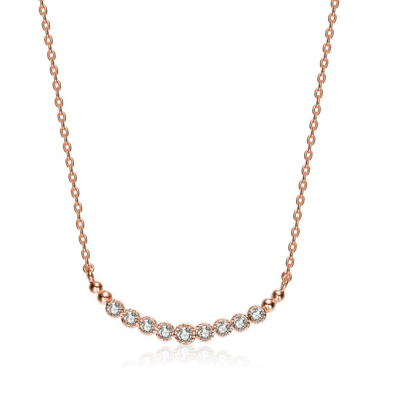 Guili Rose-Plated Silver Necklace with Bezel-Set Cubic Zirconia, offering a refined and timeless look to elevate your jewelry collection.