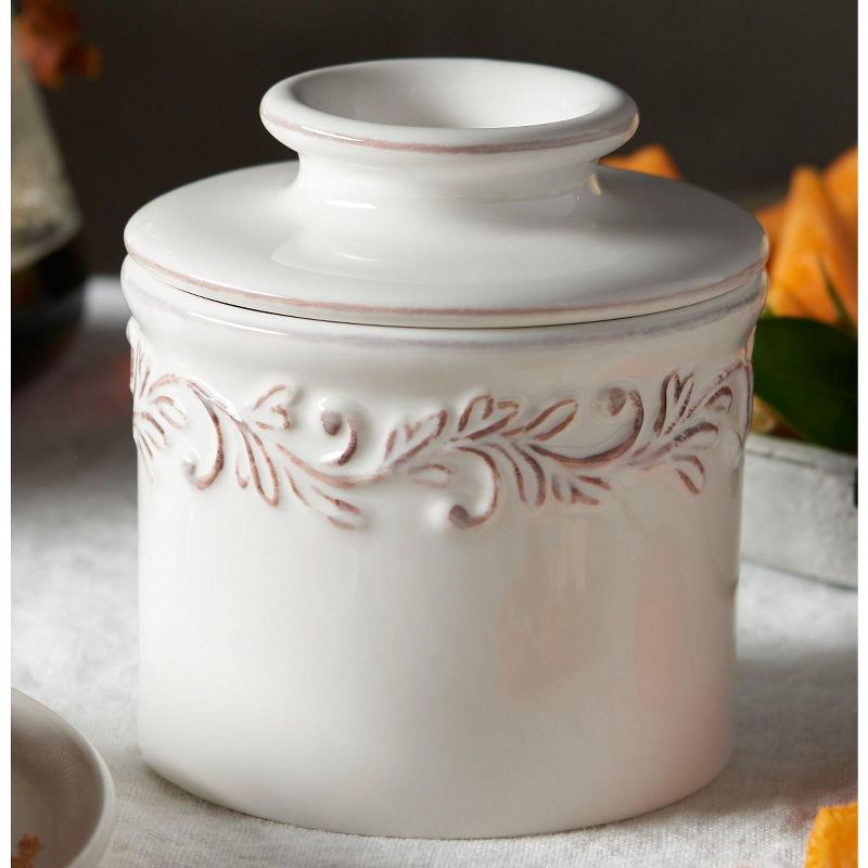Butter Bell® Crock – White Linen Antique Ceramic Butter Keeper, Vintage-Style Butter Dish for Fresh, Spreadable Butter