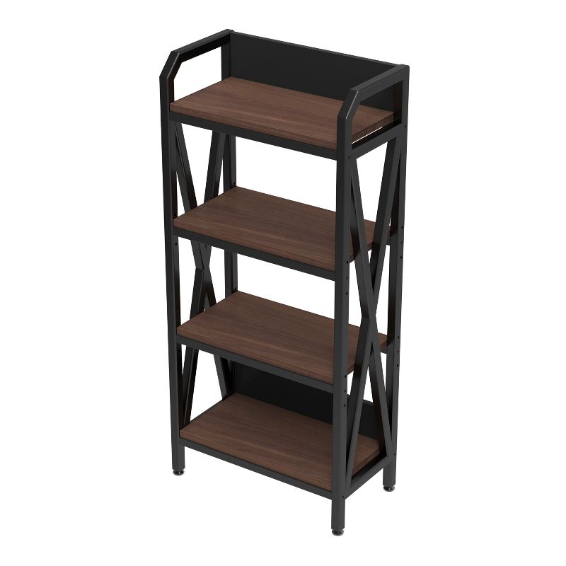 Bakers Rack 4-Level Storage Shelves Mental and Wooden Kitchen Shelves, Kitchen Organizers and Storage, for Garage, Pantry, Bathroom ,25.60'' Length