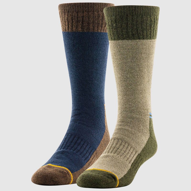 GOLDTOE Signature Collection Men's Brushed Lined Crew Socks - Green/Brown 6-12.5