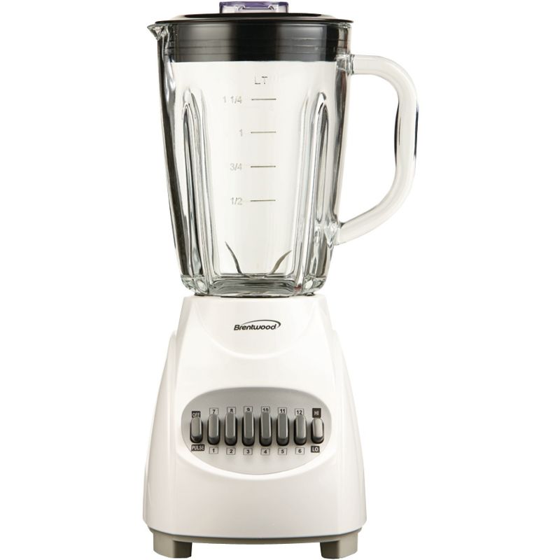 Brentwood 42-Ounce 12-Speed + Pulse Electric Blender with Glass Jar (White)