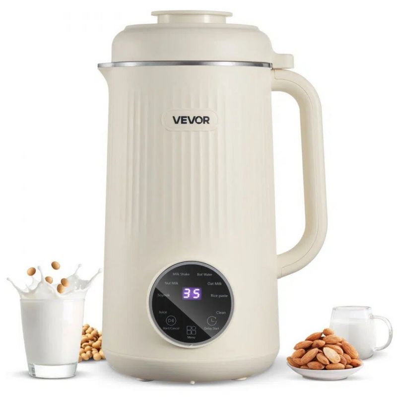VEVOR 8-in-1 Nut Milk Maker,41oz Soy Milk Machine with 10 Blades, for Oat,Nut,Soy,Juice,Milkshake & Cereal,Self-Cleaning,Boil Water & 12-Hour Delay