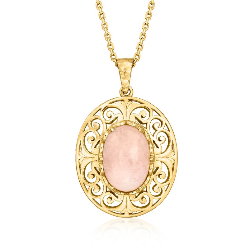 Ross-Simons 6.00 Carat Morganite Scroll Pendant Necklace in 18kt Gold Over Sterling Size 18