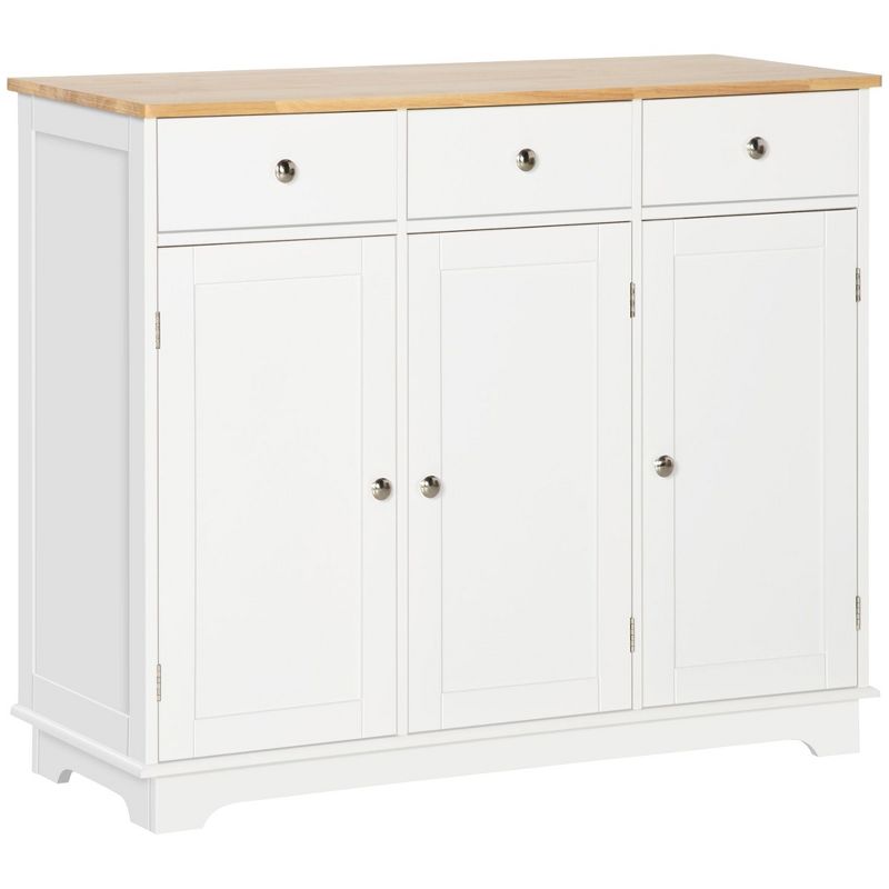 Yukimo 39.75" White Sideboard Buffet Cabinet with 3 Doors and 3 Drawers, Adjustable Shelf Storage for Kitchen, Living Room & Hallway