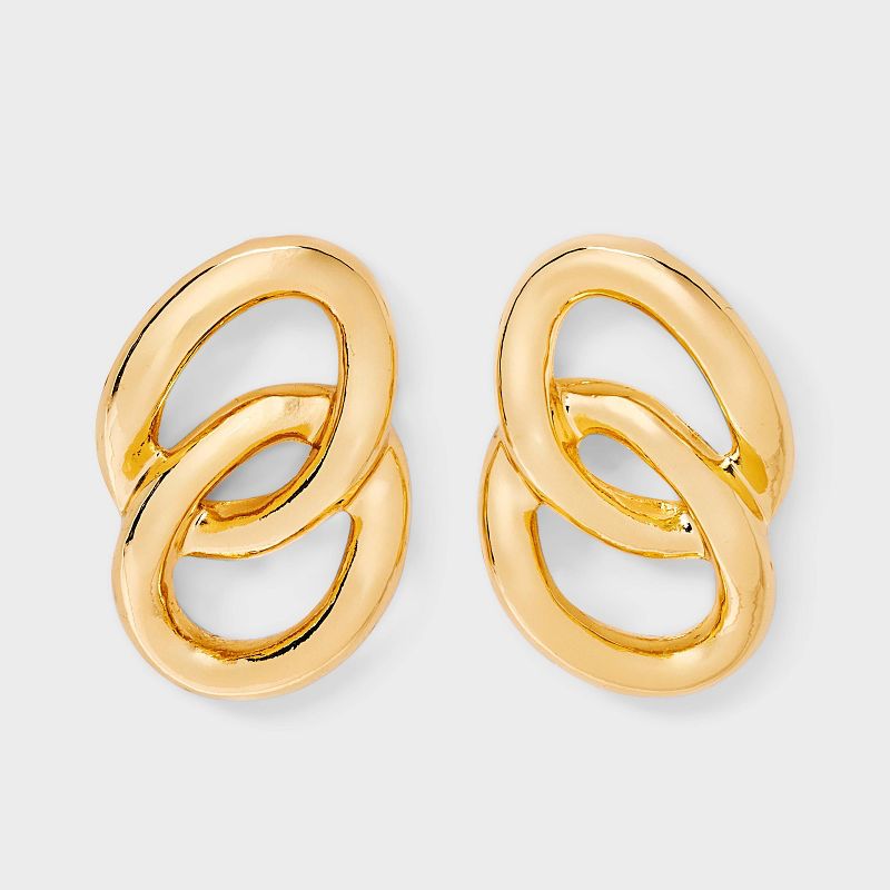 Linear Link Earrings - A New Day™ Gold: Hypoallergenic Nickel-Free Metal, Post Closure