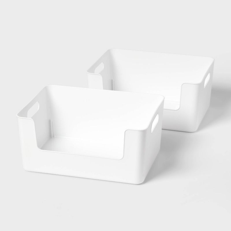 2pk Large Plastic Open Face Pantry Bin White - Brightroom™