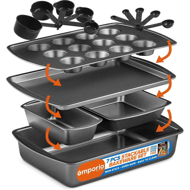 7 PCS Bakeware Set - Black