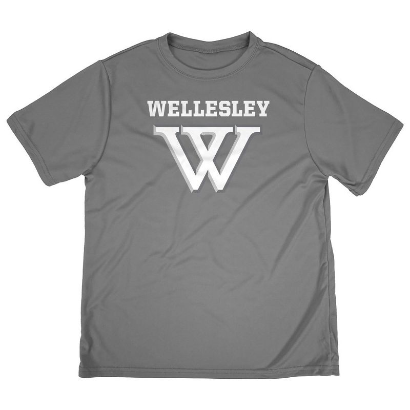 Boys' Wellesley College Sport T-Shirt Primary Logo Charcoal Medium