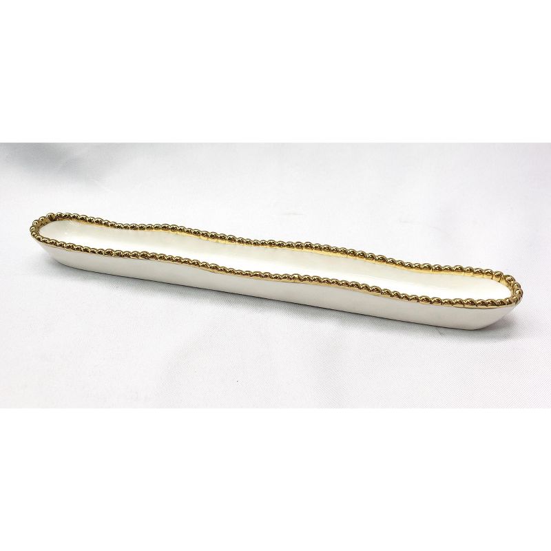 14 inch Contemporary gold Bead Olive Serving Dish