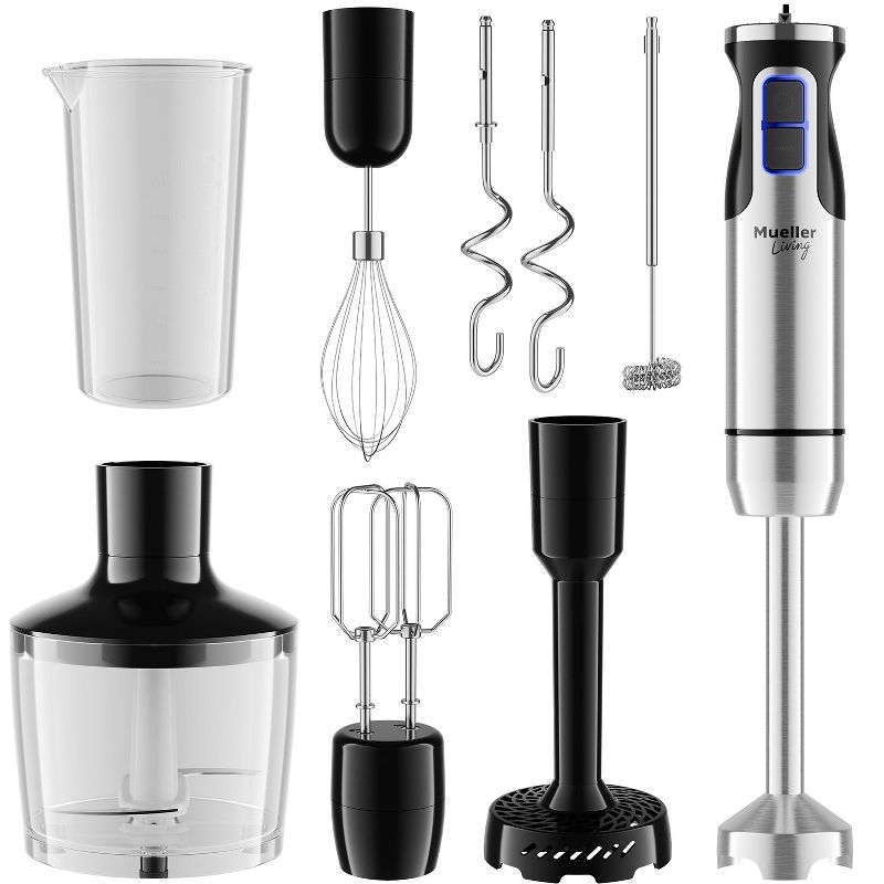 Mueller Immersion Blender Handheld - 8 Speed Stainless Steel Electric Hand Blender, 3 in 1 Emulsion Blender Handheld with Turbo Mode