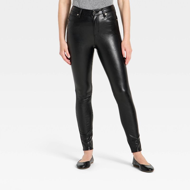 Women's Everyday High-Rise Skinny Faux Leather Pants - Universal Thread™ Black 00