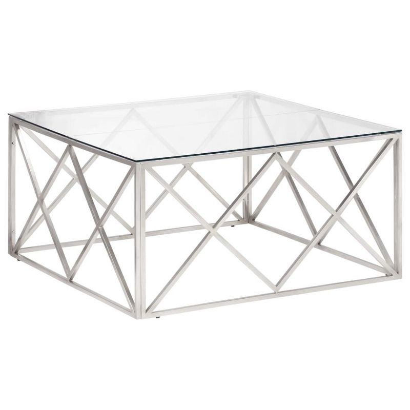 vidaXL Coffee Table Accent End Table Living Room Furniture Stainless Steel - Silver Glass