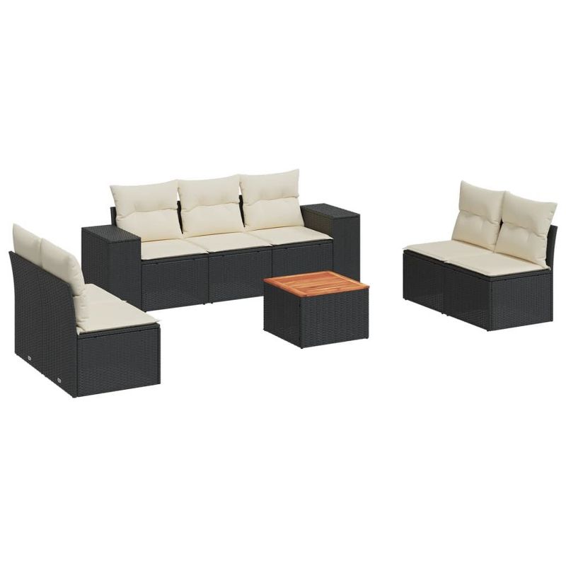 vidaXL Garden Sofa Set Black, Cream