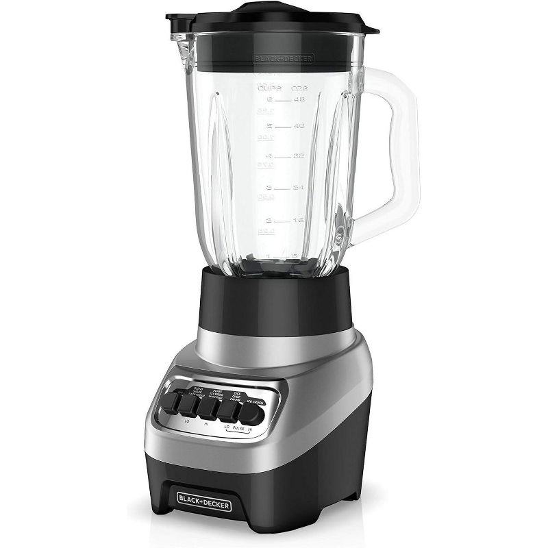 BLACK+DECKER PowerCrush Countertop Blender, BL1230SG, 6-Cup Glass Jar, 4 Speed Settings, Dishwasher Safe, 700W Motor
