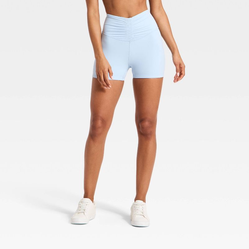 Women's Cinched Waistband Bike Shorts 3" - JoyLab™ Pale Blue XS