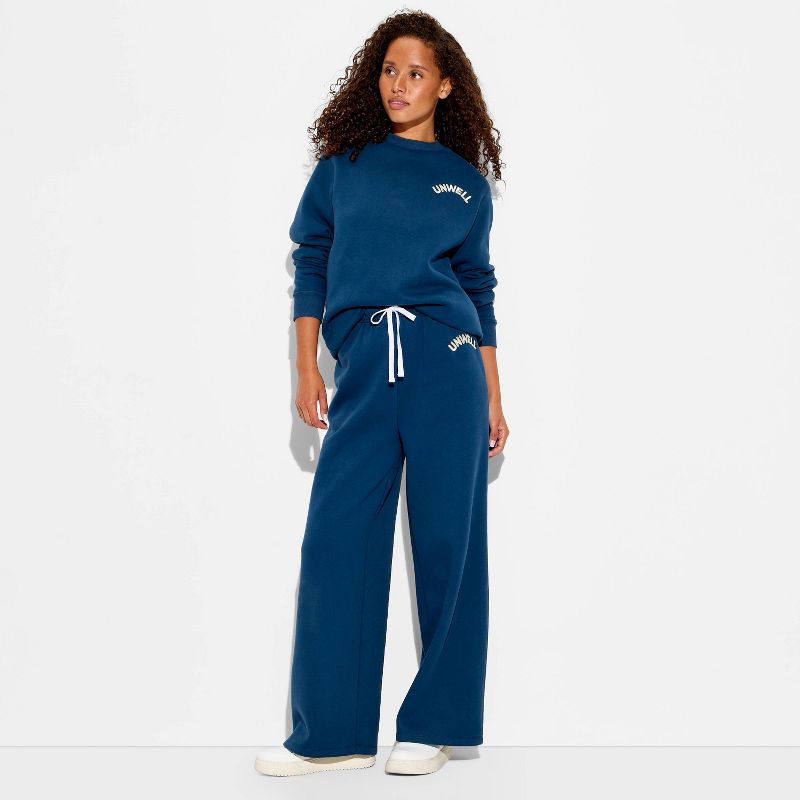 Women's Unwell Wide Leg Graphic Sweatpants - Blue XL
