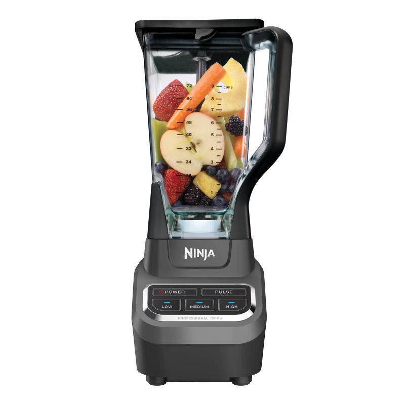 Ninja Professional Blender 1000W Black BL610: 72 oz. Smoothie & Ice Crusher, 6-Blade Tech, 3 Speeds, Dishwasher-Safe Parts
