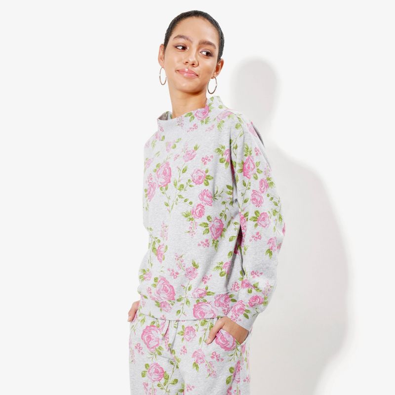 Women's Pullover Sweatshirt - Wild Fable™ Gray Floral S