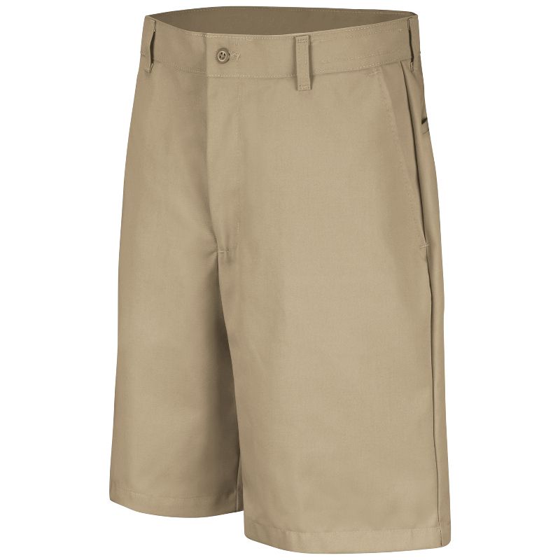 Red Kap Men's Cotton Casual Plain Front Shorts, Khaki - 32