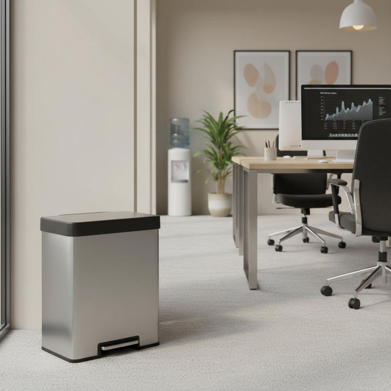 Innovaze 40L / 10.6 Gal Stainless Steel Step Trash Can, Dual 5.3 Gal Compartments Recycling Bin for Home, Office, Apartment