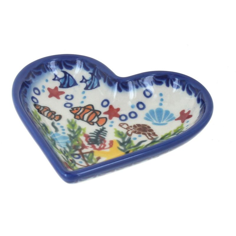 Blue Rose Polish Pottery Atlantis Heart Dish