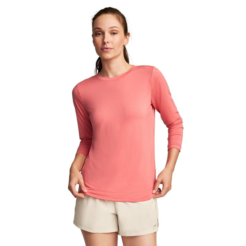 Jockey Women's EVERACTIVE Long Sleeve Crew Neck Tee S Coral Pink