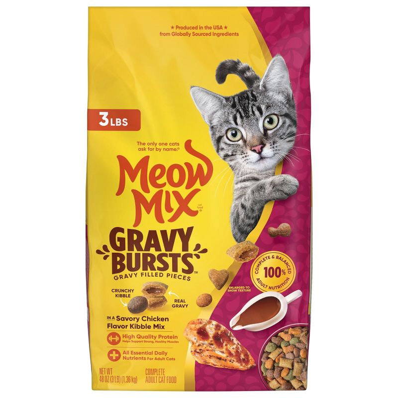 Meow Mix Burst Chicken Gravy Flavor Dry Cat Food - 3lbs