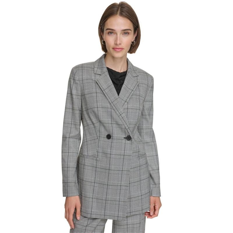 Calvin Klein Womens Glenn Blazer Jacket, black, 2