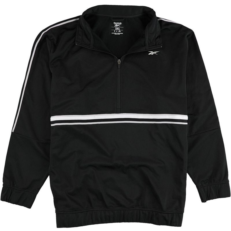 Reebok Mens 1/4 Zip Striped Track Jacket, black, XX-Large