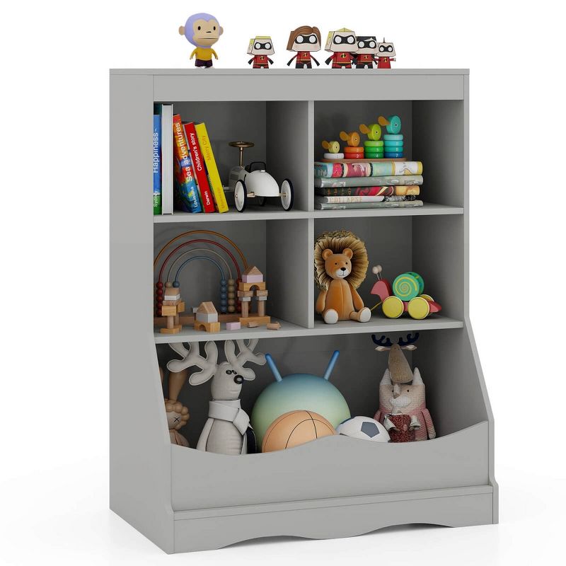 Costway 34.5" Kids Bookshelf 5 Cube Open Storage Shelf with Anti-Tipping Kit Display Rack