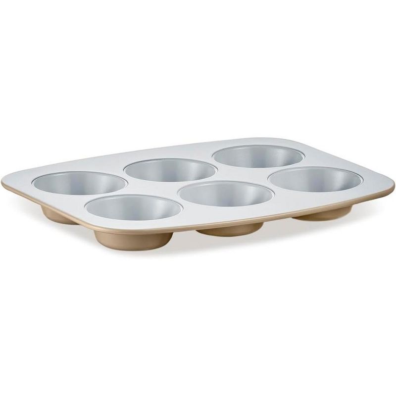 Bakken Swiss 6-Cup Cake/Muffin Pan Set - Aluminized Steel with Ceramic Non-Stick Coating - Proper Size for Versatile Baking - Golden