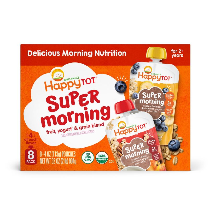 Happy Tot Super Morning Organic Toddler Pouch Variety Pack - 4oz/8pk