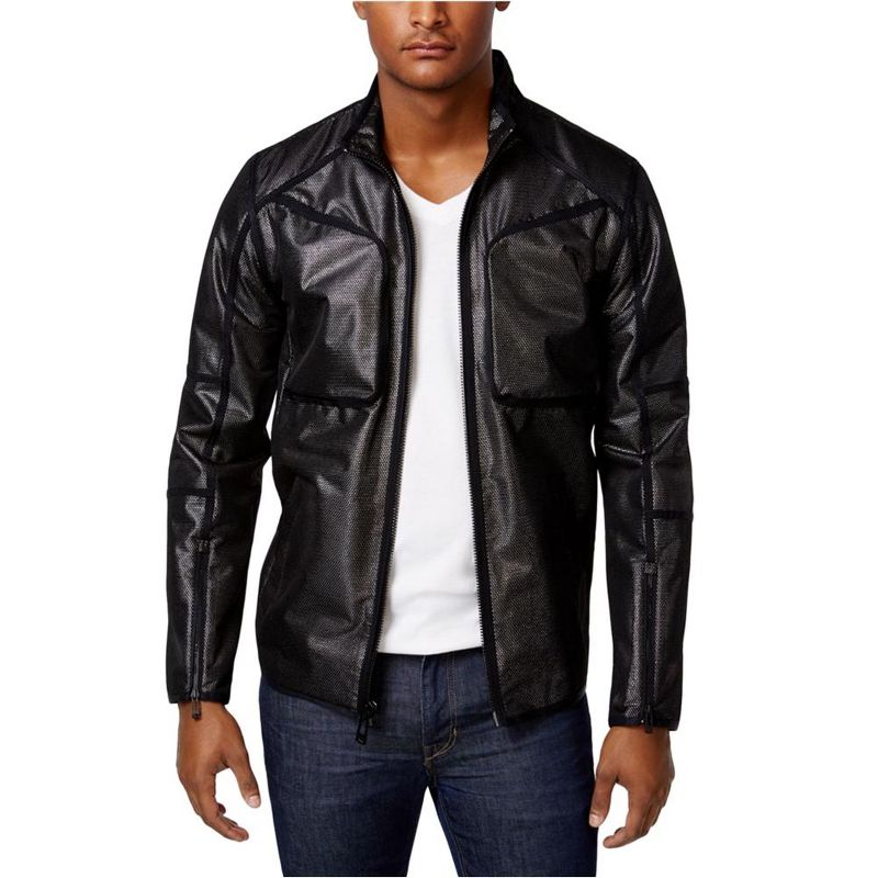 Calvin Klein Mens Baseball Bomber Jacket, blkwht, X-Large