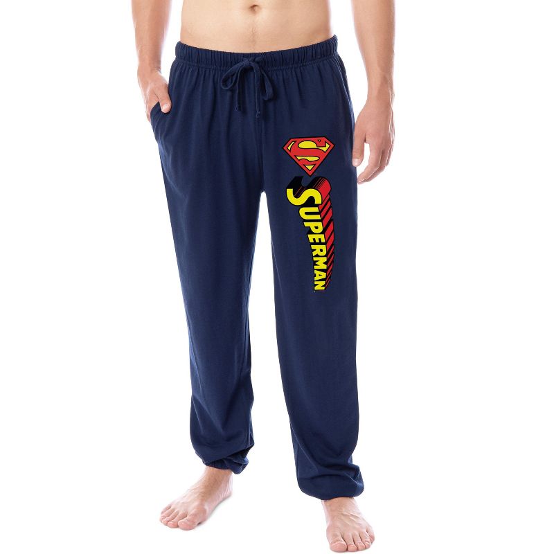 DC Comics Men's Superman Vintage 'S' Logo Sleep Lounge Jogger Pajama Pants (XL)