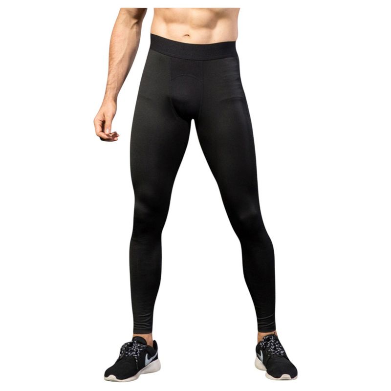 Anna-Kaci Active Men's Performance Leggings with Contoured Support Pouch and Seamless Fit for Training and Recovery - X Large, Black
