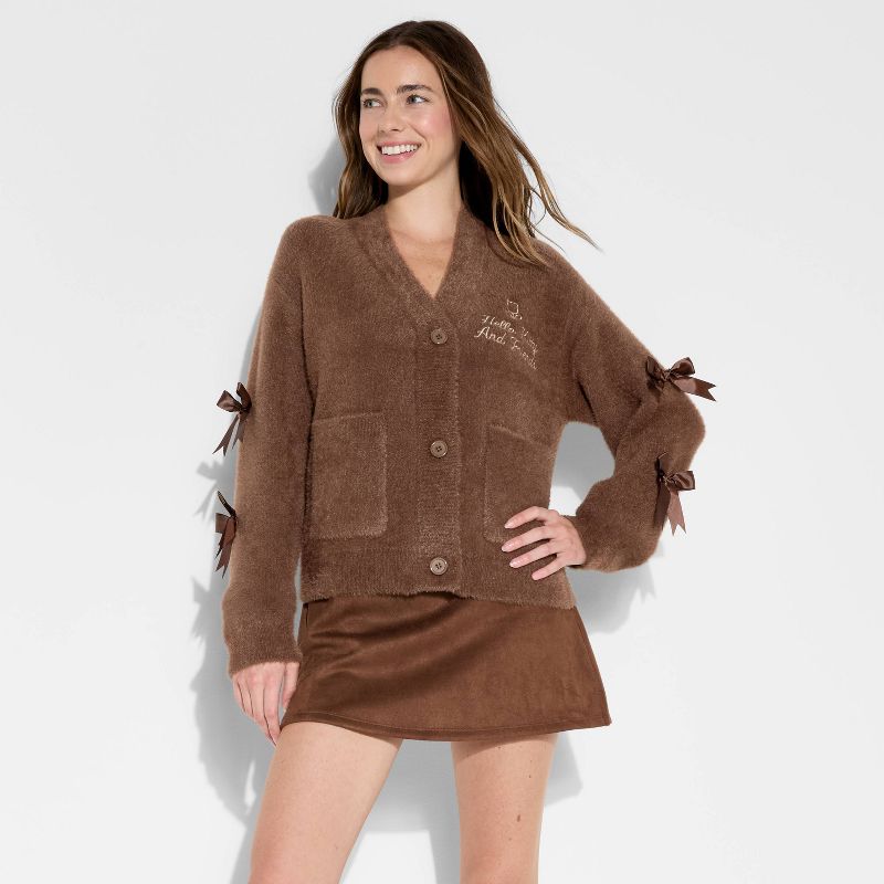 Women's Hello Kitty & Friends Graphic Cardigan - Brown M