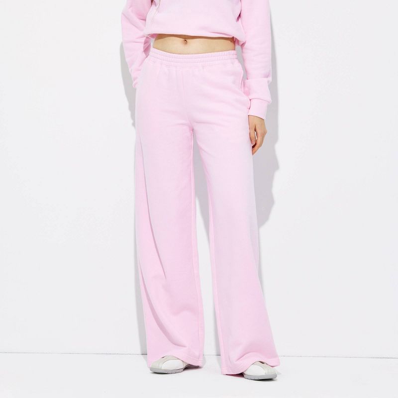 Women's Elastic Waist Wide Leg Pants - Wild Fable™ Pink L