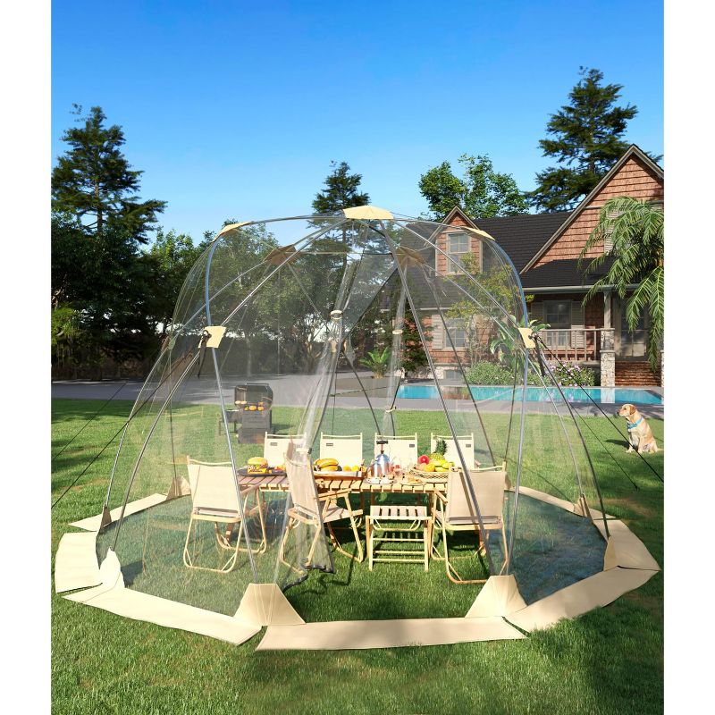 Large 12x12 FT Pop Up Bubble Tent,540° Clear Igloo Dome Shelter for 6-10 People,Rainproof & Windproof Screen House for Backyard, Patio & Events