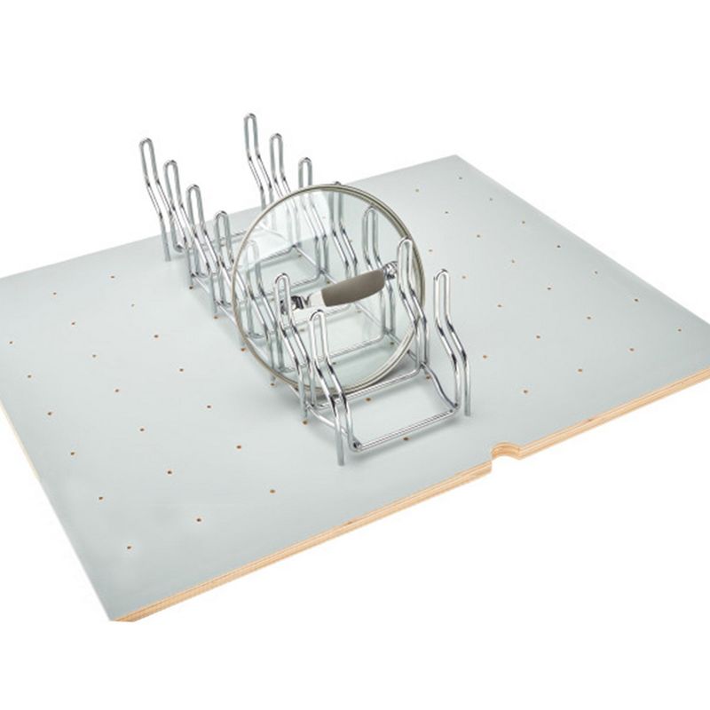 Rev-A-Shelf Kitchen Cabinet Drawer Storage Organizer for Pot and Pan Lid Storage, For 4DPS & 4DPBG Interior Peg Boards, Hold 6 Lids, Chrome, 5DLD-1-CR