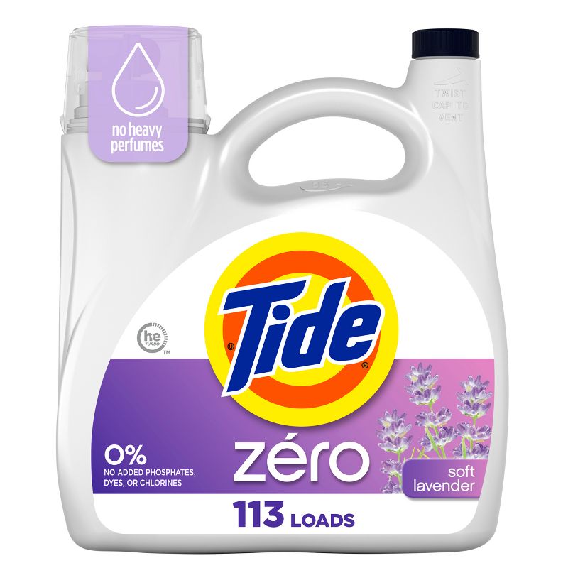 Tide Zero Soft Lavender HE Deep Cleaning Concentrated Liquid Laundry Detergent 113 Loads - 149 fl oz